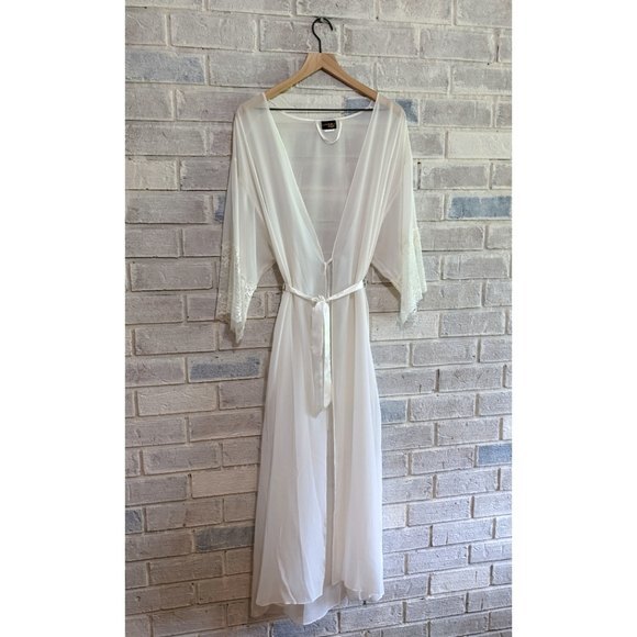 Seductivewear White sheer robe lace sleeves Seductive Wear by Cinema Etoile sz L - Picture 1 of 6